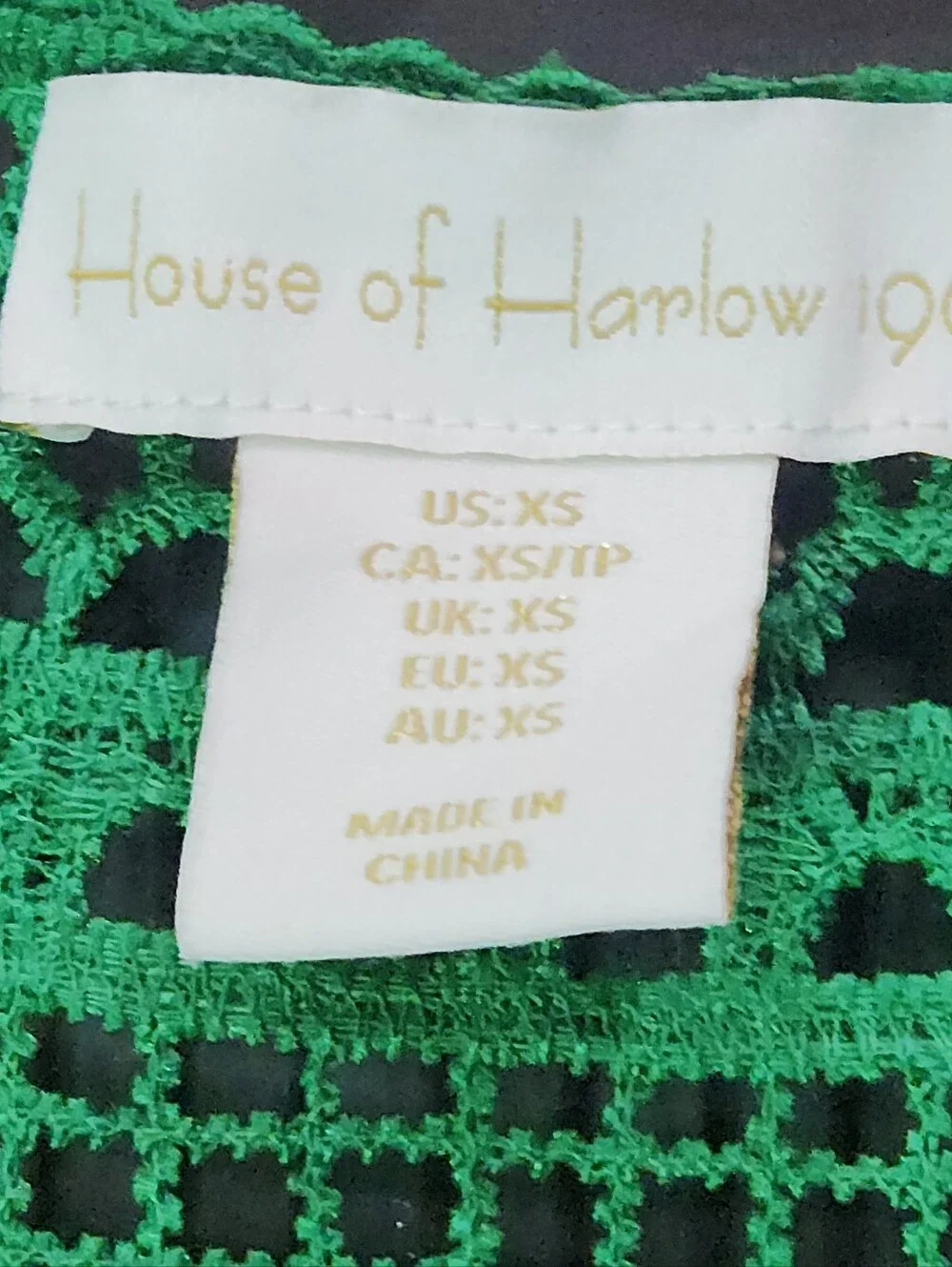 House of Harlow 1960 Morada Boa Green Guipure Lace Maxi Coverup Dress Size XS